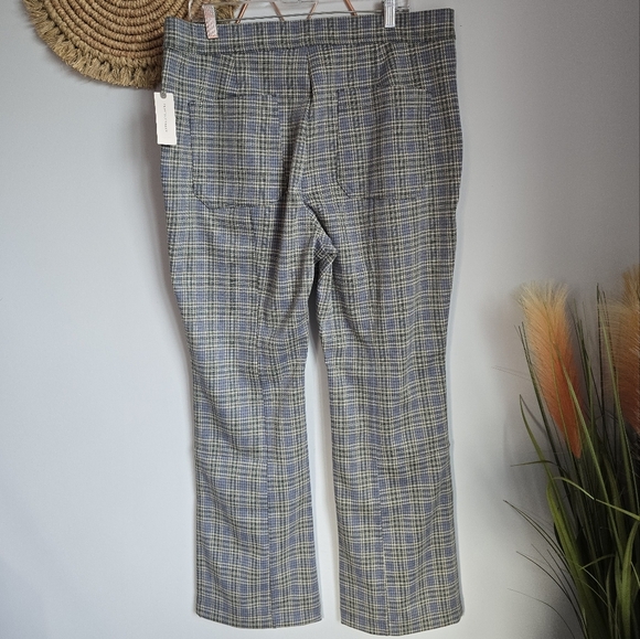Anthropologie, New, Knit Gray High Waist Plaid Academia Bootcut Pants, Size XL - Picture 6 of 11
